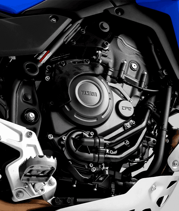 Vista lateral mostrando o perfil do motor